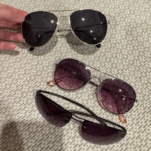 Lot of 3 Vintage Black Purple Lens Polo Ralph Lauren Lucky Aviator Sunglasses